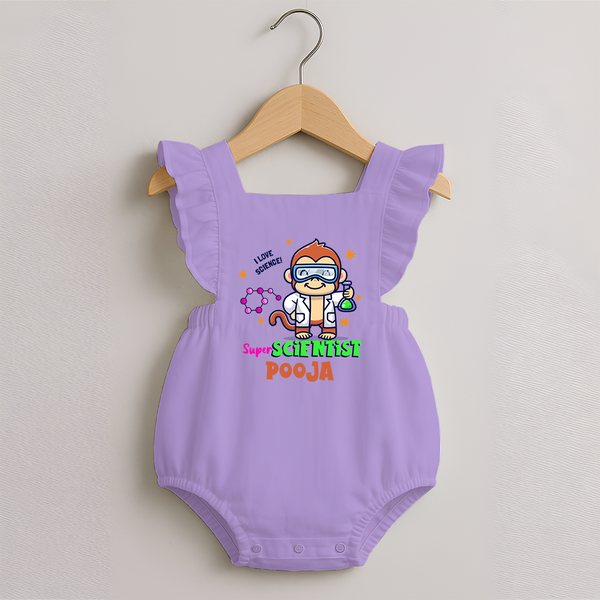 Future Scientist Romper Frock | Cute Baby Romper Frock with Name - LILAC - 0 - 3 Months Old (Chest 19")