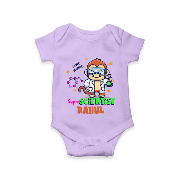 Future Scientist Romper / Onesie | Cute Baby Romper / Onesie with Name - LILAC - New Born (Chest 14")