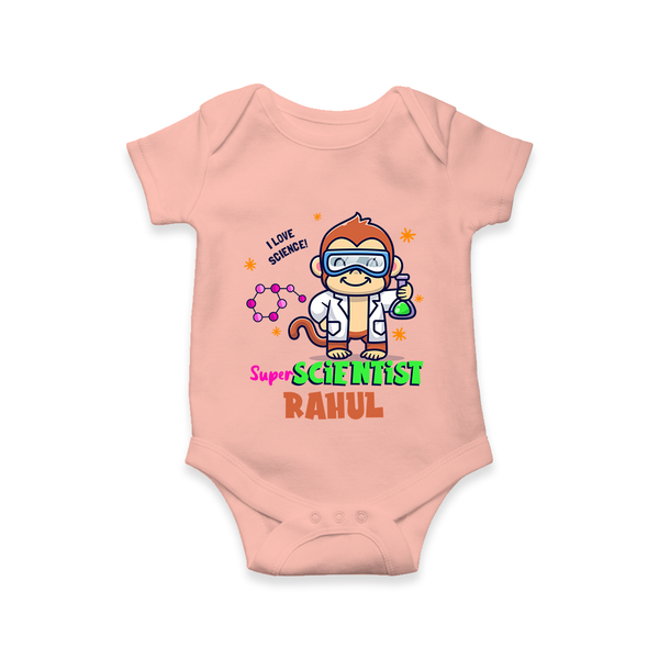Future Scientist Romper / Onesie | Cute Baby Romper / Onesie with Name - PEACH - New Born (Chest 14")