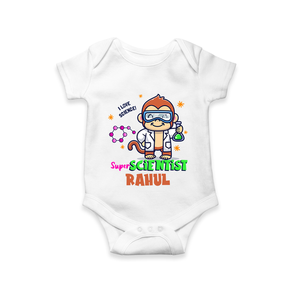 Future Scientist Romper / Onesie | Cute Baby Romper / Onesie with Name - WHITE - New Born (Chest 14")