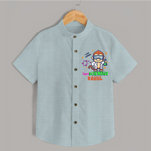 Future Scientist Shirt | Cute Baby Shirt with Name - ARCTIC BLUE - 0 - 6 Months Old (Chest 23")