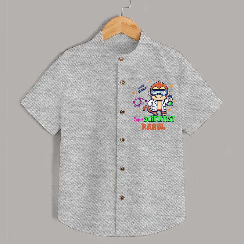 Future Scientist Shirt | Cute Baby Shirt with Name - GREY - 0 - 6 Months Old (Chest 23")