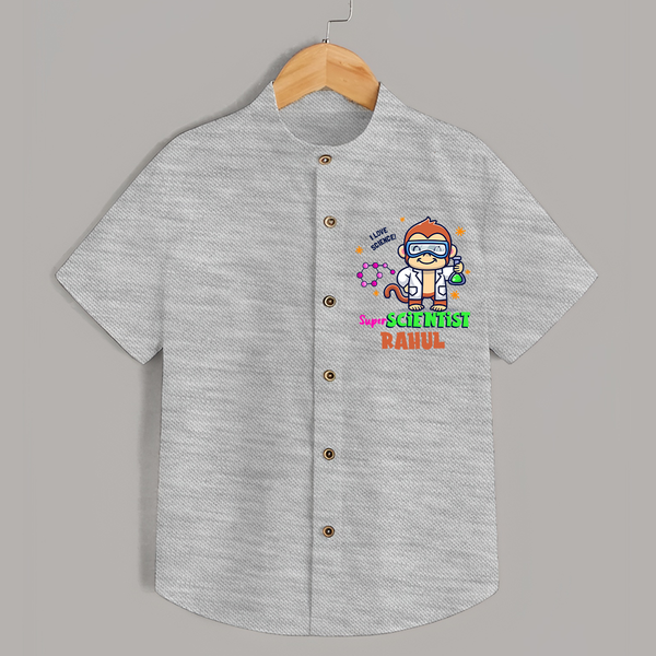 Future Scientist Shirt | Cute Baby Shirt with Name - GREY - 0 - 6 Months Old (Chest 23")