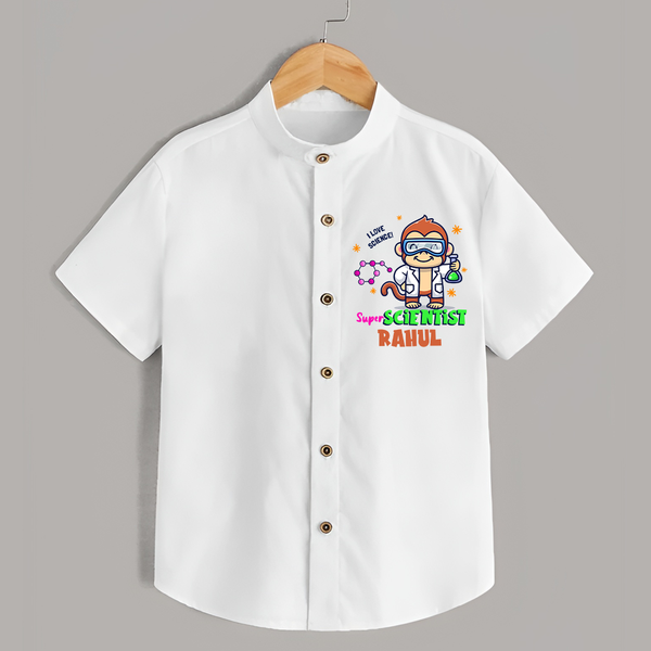 Future Scientist Shirt | Cute Baby Shirt with Name - WHITE - 0 - 6 Months Old (Chest 23")
