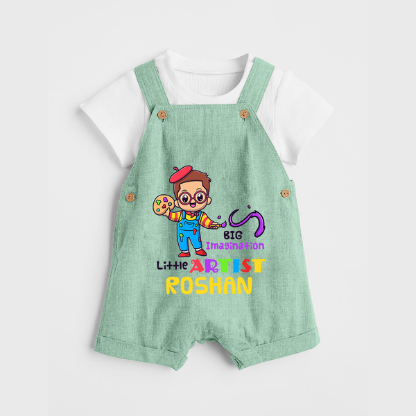 Future Artist Dungaree Set | Personalized Name Dungaree Set for Babies - MINT GREEN - 0 - 5 Months Old (Chest 18")