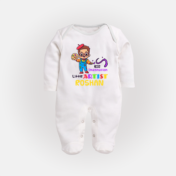 Future Artist Sleep Suit | Personalized Name Sleep Suit for Babies - WHITE - New Born (Chest 7.5")