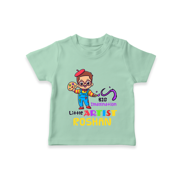 Future Artist T-Shirt | Personalized Name T-Shirt for Babies - MINT GREEN - 0-5 Months Old (Chest 17")