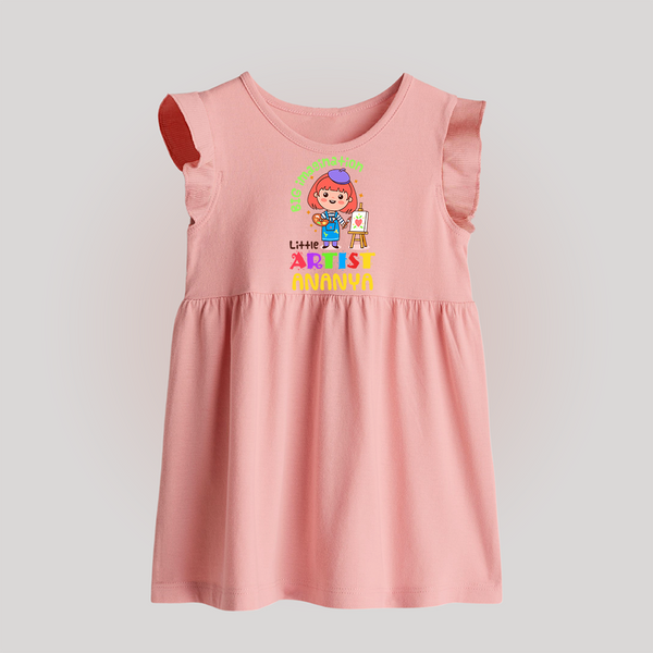 Future Artist Baby Frock | Custom Printed Name Baby Frock - BABY PINK - 0 - 3 Months Old (Chest 17")