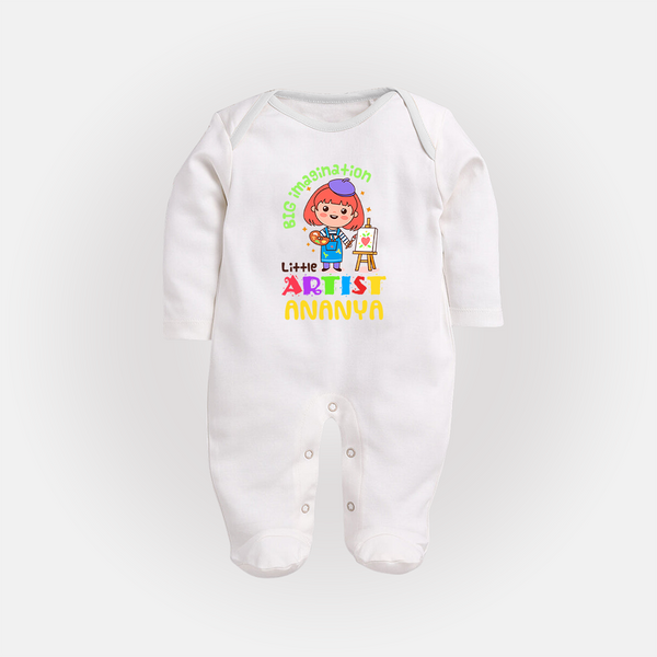 Future Artist Sleep Suit | Custom Printed Name Sleep Suit - WHITE - New Born (Chest 7.5")