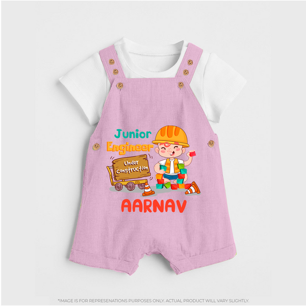 Future Engineer Dungaree Set | Soft Cotton Custom Name Dungaree Set - BABY PINK - 0 - 5 Months Old (Chest 18")