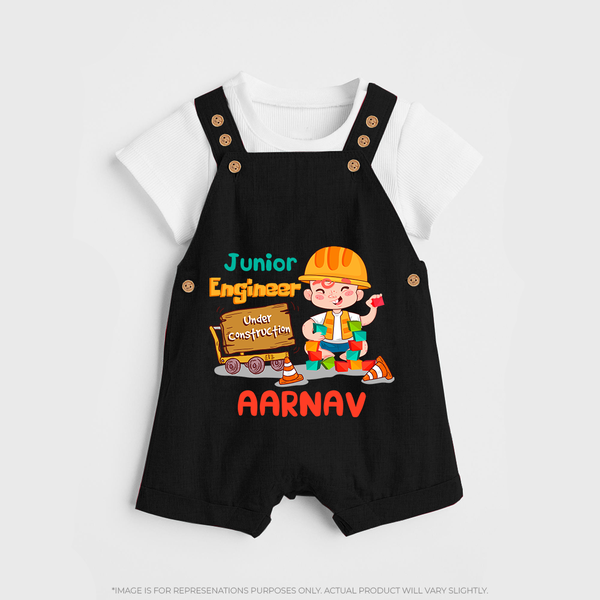 Future Engineer Dungaree Set | Soft Cotton Custom Name Dungaree Set - BLACK - 0 - 5 Months Old (Chest 18")