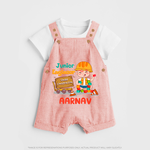 Future Engineer Dungaree Set | Soft Cotton Custom Name Dungaree Set - PEACH - 0 - 5 Months Old (Chest 18")