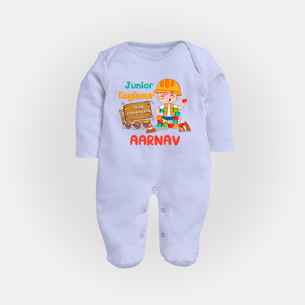 Future Engineer Sleep Suit | Soft Cotton Custom Name Sleep Suit - BABY BLUE - New Born (Chest 7.5")