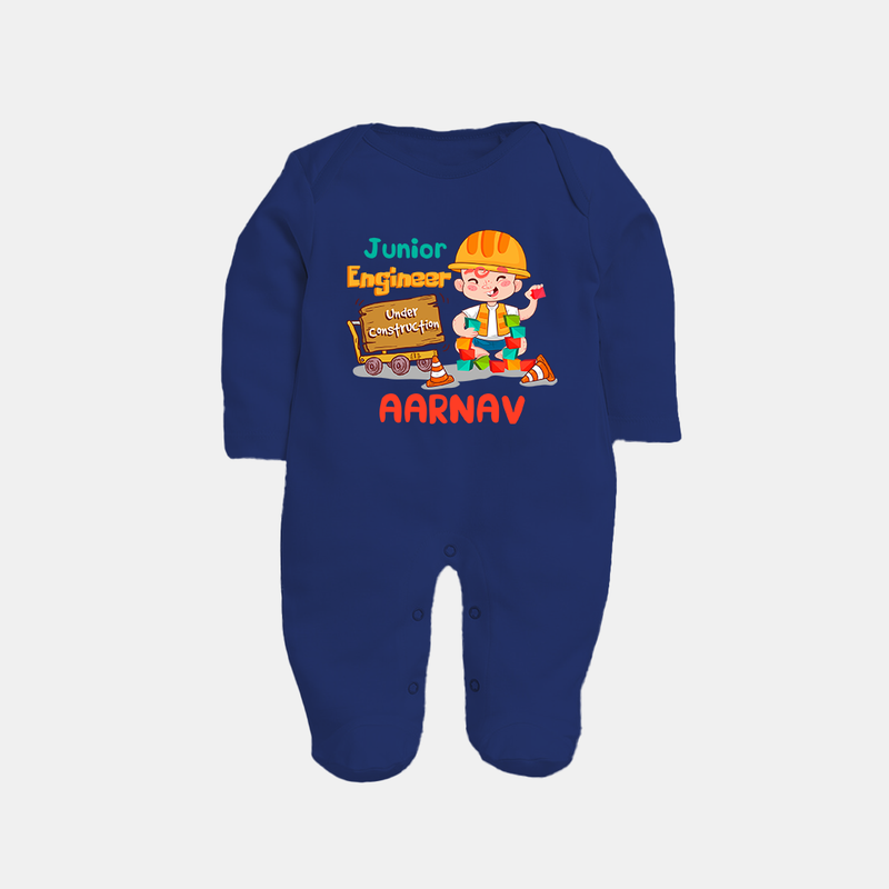 Future Engineer Sleep Suit | Soft Cotton Custom Name Sleep Suit - NAVY BLUE - New Born (Chest 7.5")