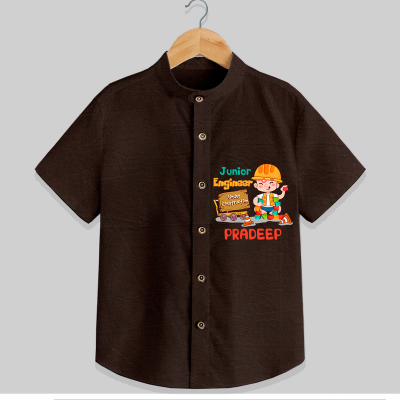 Junior Engineer Shirt - CHOCOLATE BROWN - 0 - 6 Months Old (Chest 21")
