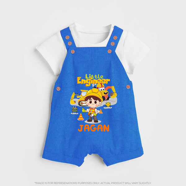 Future Engineer Dungaree Set | Custom Printed Name Dungaree Set - COBALT BLUE - 0 - 5 Months Old (Chest 18")