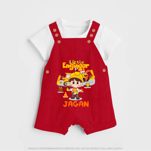 Future Engineer Dungaree Set | Custom Printed Name Dungaree Set - RED - 0 - 5 Months Old (Chest 18")