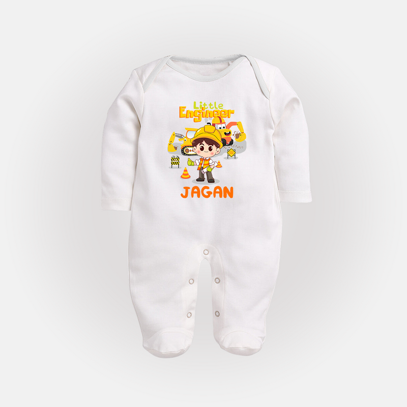 Future Engineer Sleep Suit | Custom Printed Name Sleep Suit - WHITE - New Born (Chest 7.5")