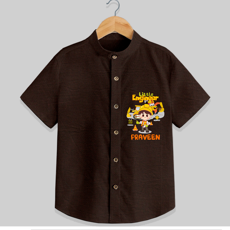Little Engineer Shirt - CHOCOLATE BROWN - 0 - 6 Months Old (Chest 21")