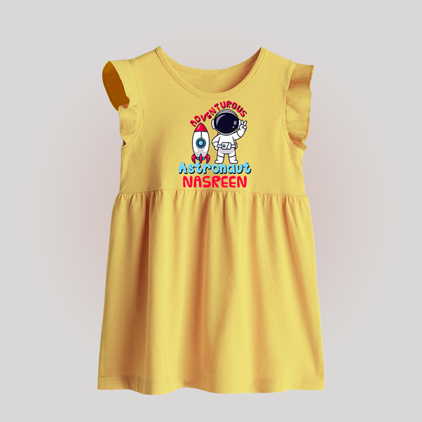 Future Astronaut Baby Frock | Personalized Baby Frock for Babies - PASTEL YELLOW - 0 - 3 Months Old (Chest 17")