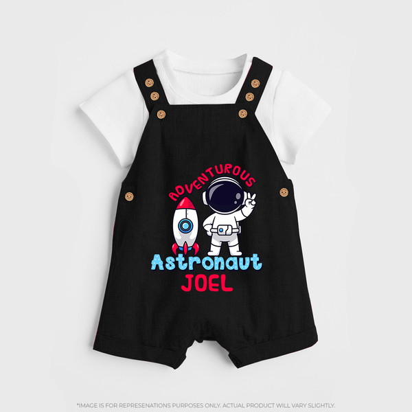 Future Astronaut Dungaree Set | Personalized Dungaree Set for Babies - BLACK - 0 - 5 Months Old (Chest 18")