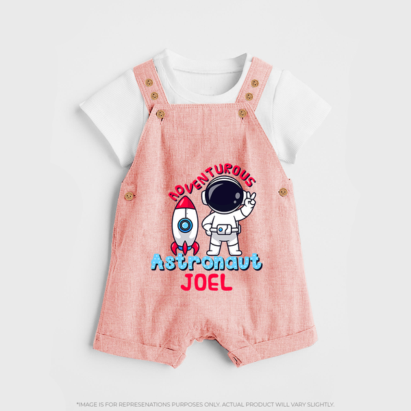 Future Astronaut Dungaree Set | Personalized Dungaree Set for Babies - PEACH - 0 - 5 Months Old (Chest 18")