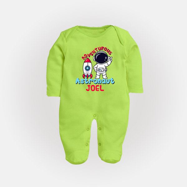 Future Astronaut Sleep Suit | Personalized Sleep Suit for Babies - LIME GREEN - New Born (Chest 7.5")