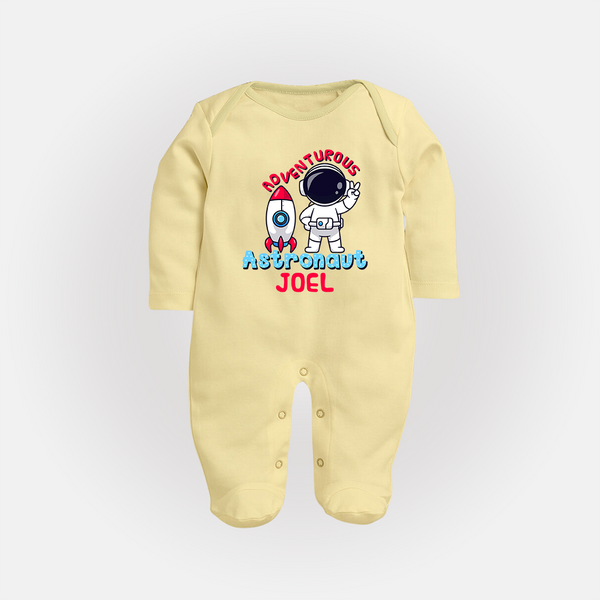 Future Astronaut Sleep Suit | Personalized Sleep Suit for Babies - PASTEL YELLOW - New Born (Chest 7.5")
