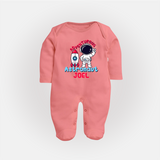 Future Astronaut Sleep Suit | Personalized Sleep Suit for Babies - PEACH - New Born (Chest 7.5")