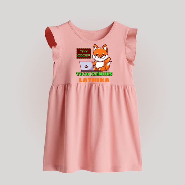 Future Tech Genius Baby Frock | Personalized Baby Frock for Babies - BABY PINK - 0 - 3 Months Old (Chest 17")