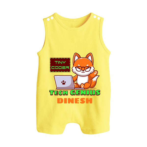 Future Tech Genius Romper Suit | Personalized Romper Suit for Babies - PASTEL YELLOW - 0 - 5 Months Old (Chest 18")