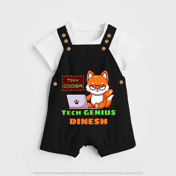 Future Tech Genius Dungaree Set | Personalized Dungaree Set for Babies - BLACK - 0 - 5 Months Old (Chest 18")