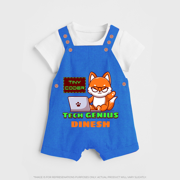 Future Tech Genius Dungaree Set | Personalized Dungaree Set for Babies - COBALT BLUE - 0 - 5 Months Old (Chest 18")