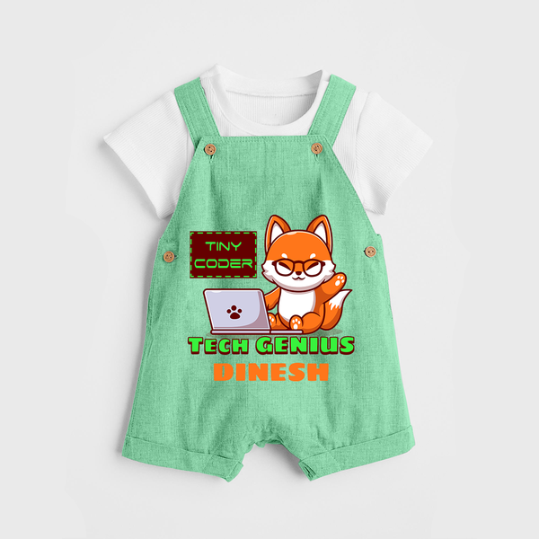 Future Tech Genius Dungaree Set | Personalized Dungaree Set for Babies - GREEN - 0 - 5 Months Old (Chest 18")
