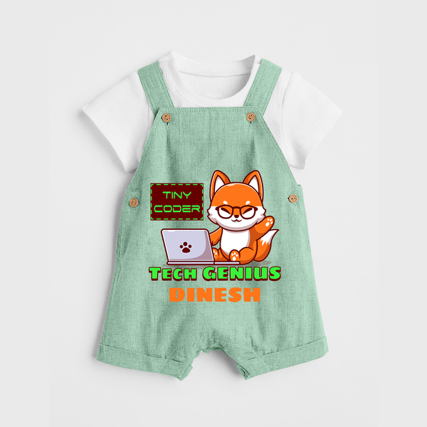 Future Tech Genius Dungaree Set | Personalized Dungaree Set for Babies - MINT GREEN - 0 - 5 Months Old (Chest 18")