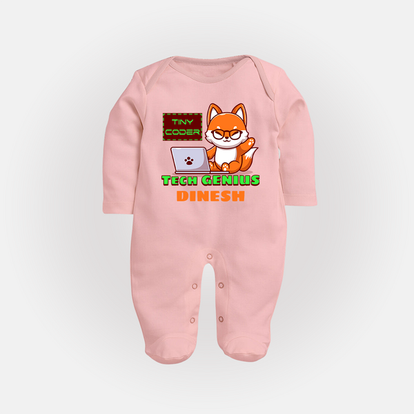 Future Tech Genius Sleep Suit | Personalized Sleep Suit for Babies - BABY PINK - New Born (Chest 7.5")