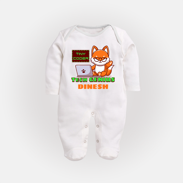 Future Tech Genius Sleep Suit | Personalized Sleep Suit for Babies - WHITE - New Born (Chest 7.5")