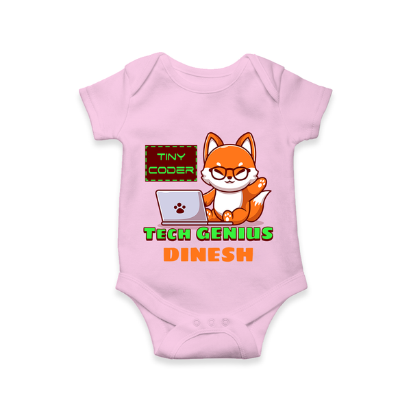 Future Tech Genius Romper / Onesie | Personalized Romper / Onesie for Babies - BABY PINK - New Born (Chest 14")