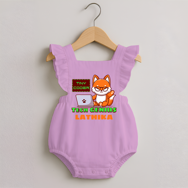Future Tech Genius Romper Frock | Personalized Romper Frock for Babies - BABY PINK - 0 - 3 Months Old (Chest 19")
