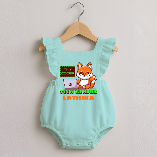 Future Tech Genius Romper Frock | Personalized Romper Frock for Babies - MINT GREEN - 0 - 3 Months Old (Chest 19")