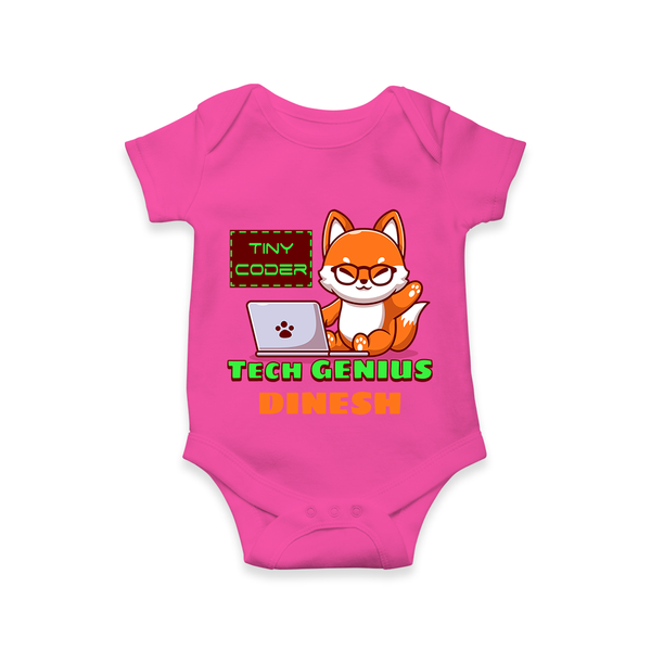 Future Tech Genius Romper / Onesie | Personalized Romper / Onesie for Babies - HOT PINK - New Born (Chest 14")