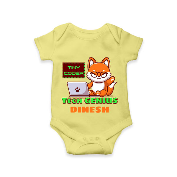Future Tech Genius Romper / Onesie | Personalized Romper / Onesie for Babies - PASTEL YELLOW - New Born (Chest 14")
