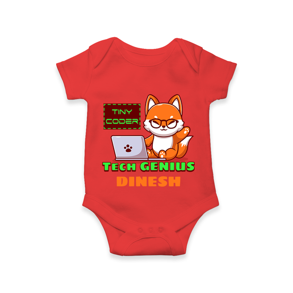 Future Tech Genius Romper / Onesie | Personalized Romper / Onesie for Babies - RED - New Born (Chest 14")