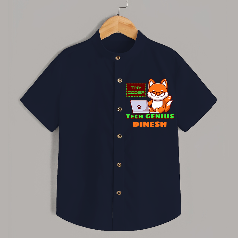 Future Tech Genius Shirt | Personalized Shirt for Babies - NAVY BLUE - 0 - 6 Months Old (Chest 23")