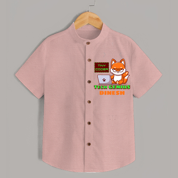 Future Tech Genius Shirt | Personalized Shirt for Babies - PEACH - 0 - 6 Months Old (Chest 23")