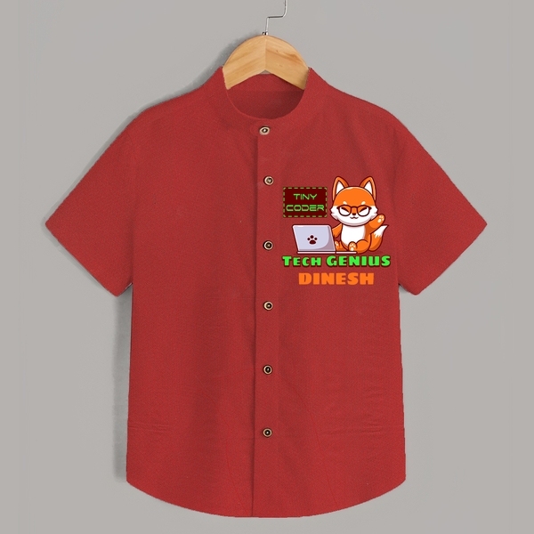 Future Tech Genius Shirt | Personalized Shirt for Babies - RED - 0 - 6 Months Old (Chest 23")