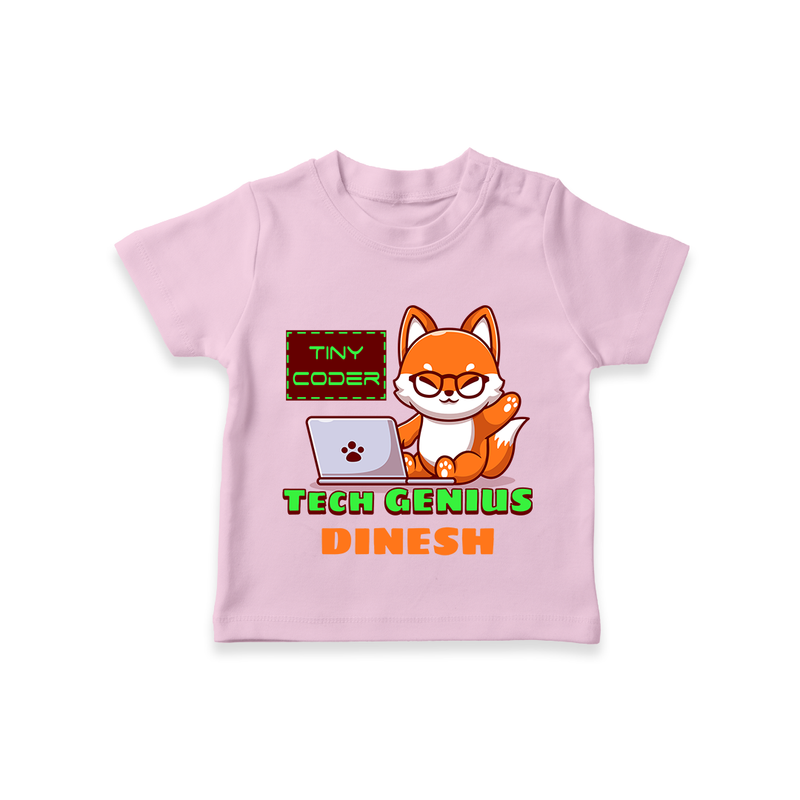 Future Tech Genius T-Shirt | Personalized T-Shirt for Babies - BABY PINK - 0-5 Months Old (Chest 17")