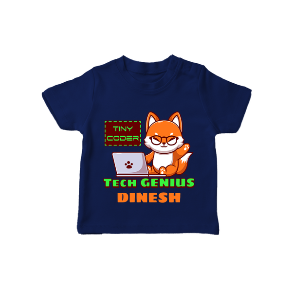Future Tech Genius T-Shirt | Personalized T-Shirt for Babies - NAVY BLUE - 0-5 Months Old (Chest 17")