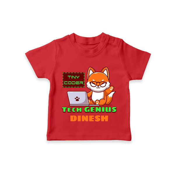 Future Tech Genius T-Shirt | Personalized T-Shirt for Babies - RED - 0-5 Months Old (Chest 17")