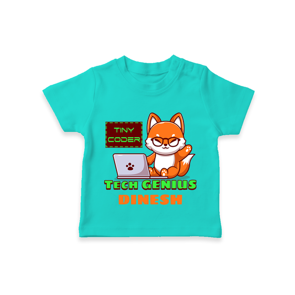Future Tech Genius T-Shirt | Personalized T-Shirt for Babies - TEAL - 0-5 Months Old (Chest 17")